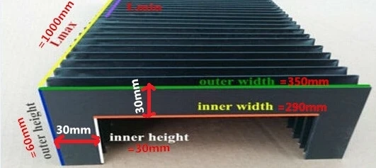 T12 U type machine dust cover,accordion bellow with best quality material Innerwidth=290mm innerhight=30 mm,Maximum length=1000m