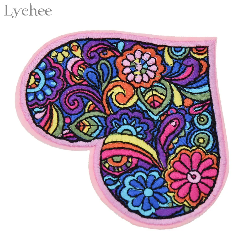 Lychee Life Floral Pattern Embroidered Iron On Patch DIY Embroidery Handmade Crochet Sew On Patch Clothes Appliques