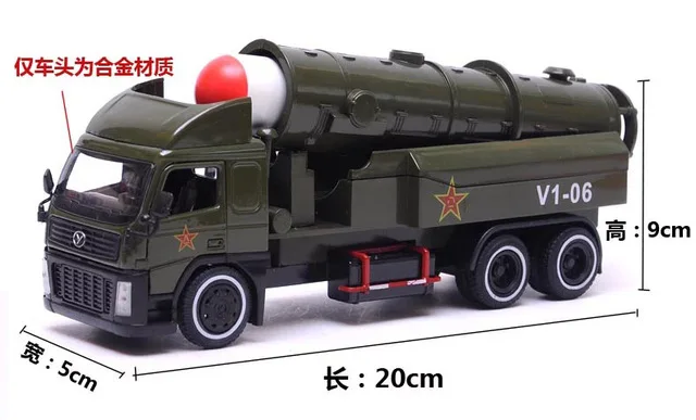 Round Head Intercontinental Ballistic Missile Field Back Boy Kid Educational Toys Alloy Model Children Toy Car Army Military