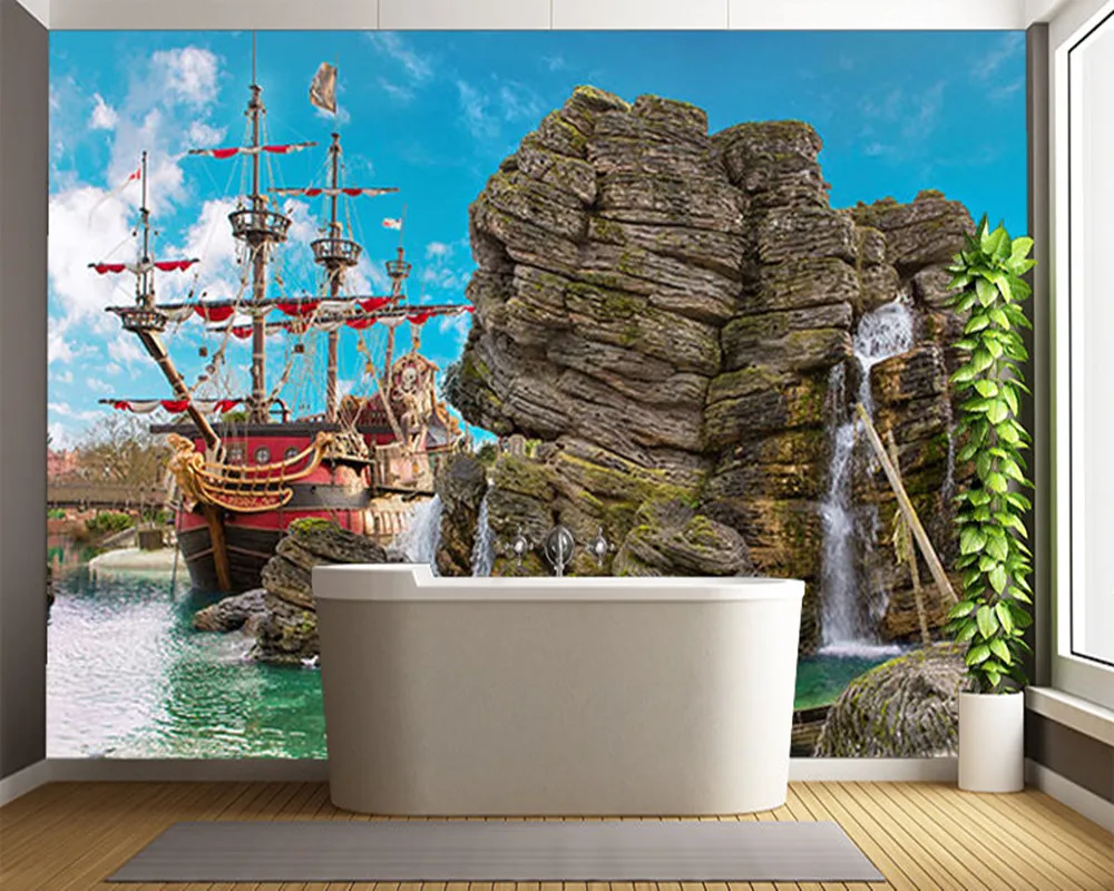 

Custom children's wallpaper, PIRATE ISLAND murals for children's room living room background home decoration wallpaper