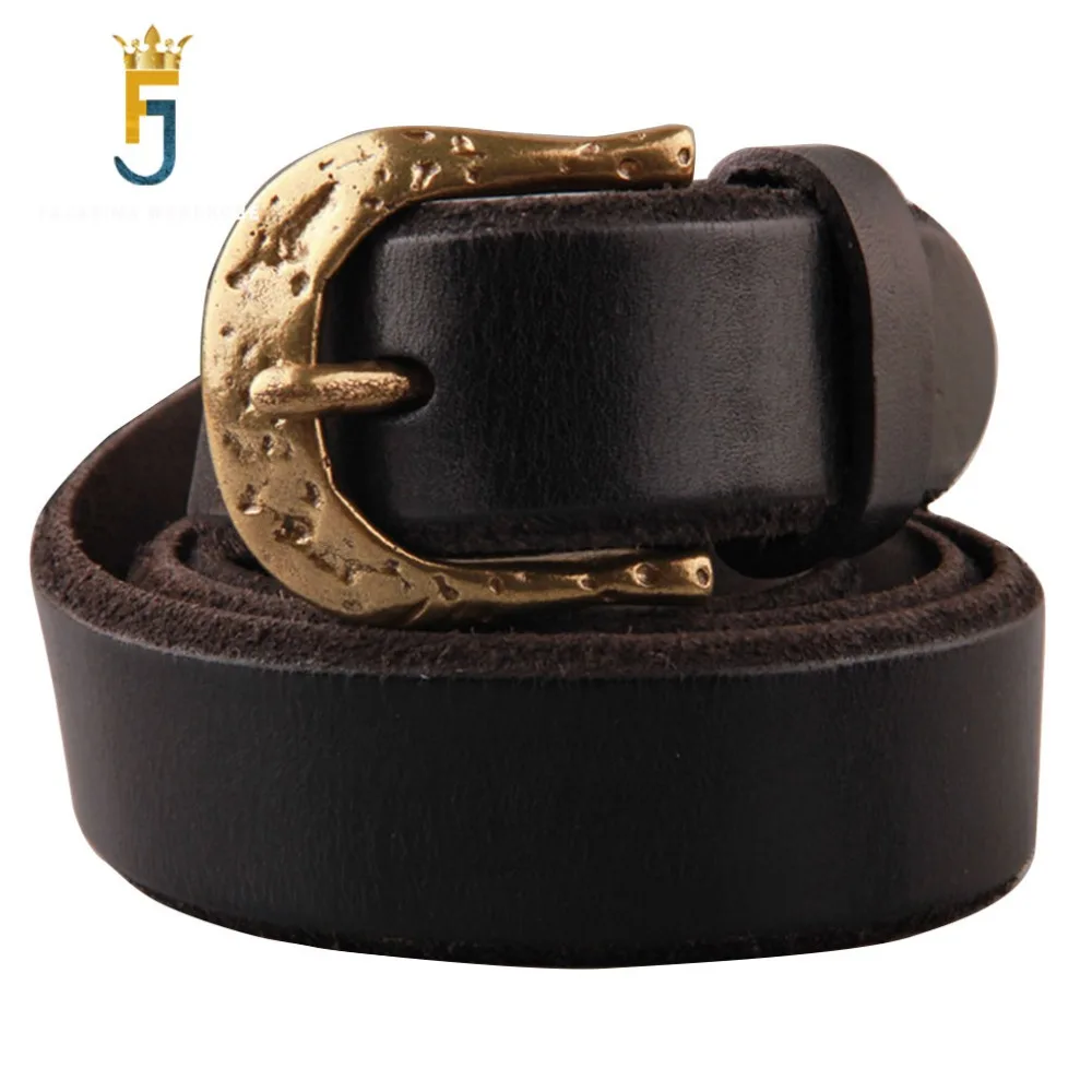 FAJARINA Unique Novelty Design Pure Genuine Leather Retro Men's Solid Brass Clasp Buckle Quality Belts for Male Female N17FJ186