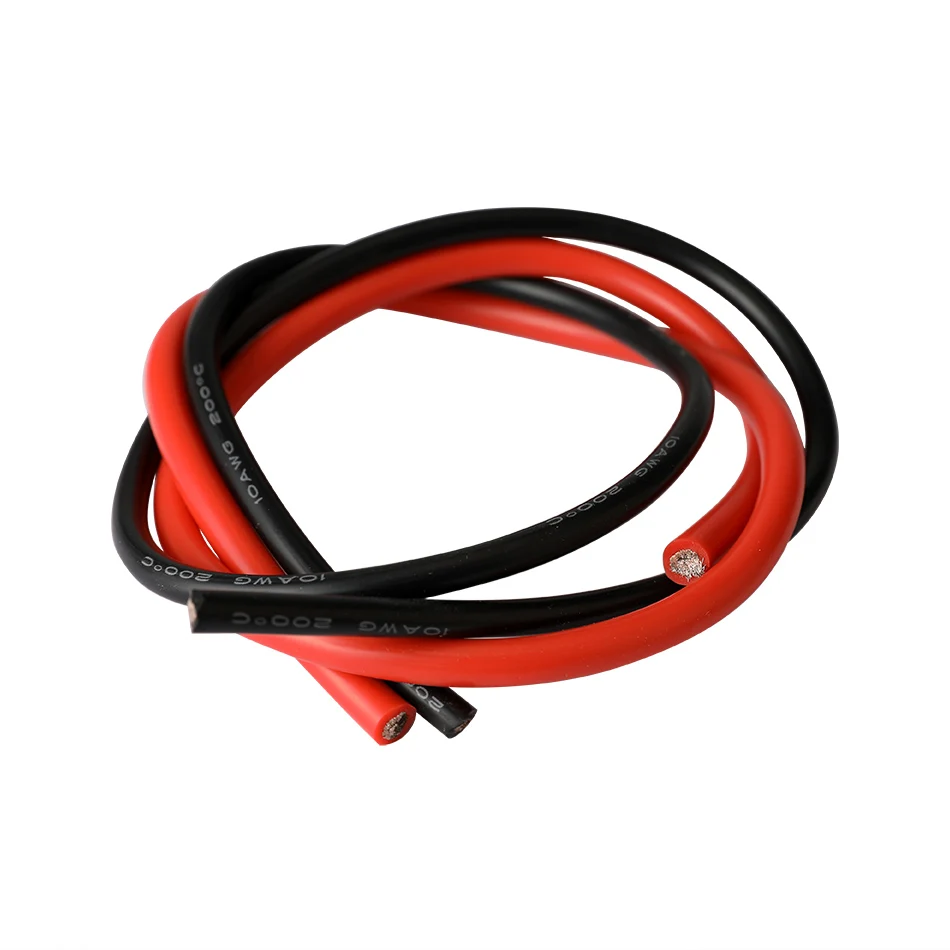 

10 AWG Stranded Wire Hook-up Flexible Silicone Electrical Wire Rubber Insulated Tinned Copper 600V 0.5m Black+0.5m Red