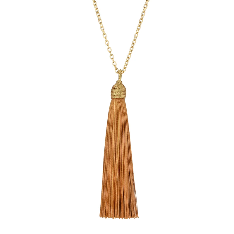 Fashion Long Tassel Pendant Necklace For Women Gold Color Chain Jewelry Vintage Statement Fringe Bohemian Necklace Collier Femme