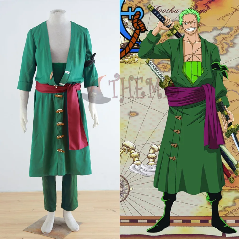 

Athemis ONE PIECE cosplay Roronoa Zoro cosplay costume kit unisex any size custom made outfit coat belt 5 pcs