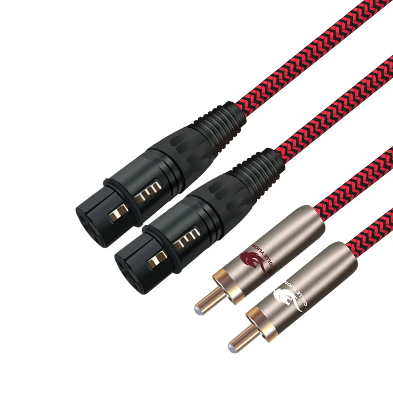 Premium Audio Cable Dual XLR Female to Dual RCA Male for AMP Sound Mixer 2RCA to 2XLR 3 Pin Shielding Cable 1M 2M 3M 5M 8M 15M