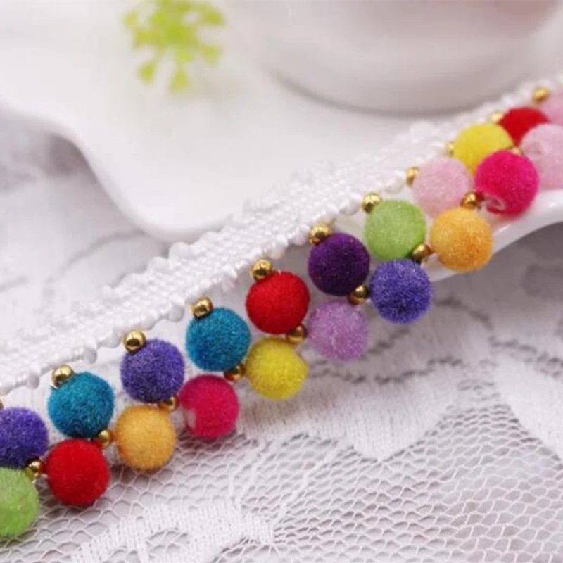 Sewing Accessories Pompom Trim Pom Decoration Tassel Ball Fringe Ribbon DIY Material Apparel