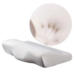 Almohada de espuma viscoelástica para uso en la cama, cojín para la cama de espuma de rebote lento en forma de mariposa, con soporte cervical para el cuello, tamaño de 50x30cm