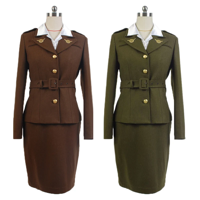 Agent Peggy Carter Cosplay Kostuum Uniform Volledige Set Voor Volwassen Vrouwen 2 Kleuren