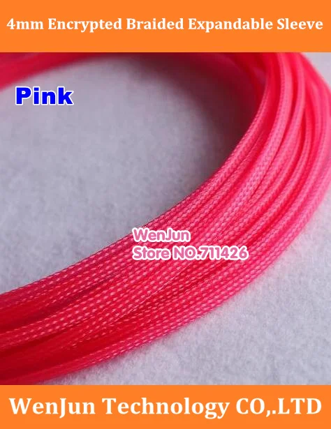 Pink Braided Expandable Sleeving Snake Skin Network 4MM Encrypted Weave network Shockproof network for DIY Power cable