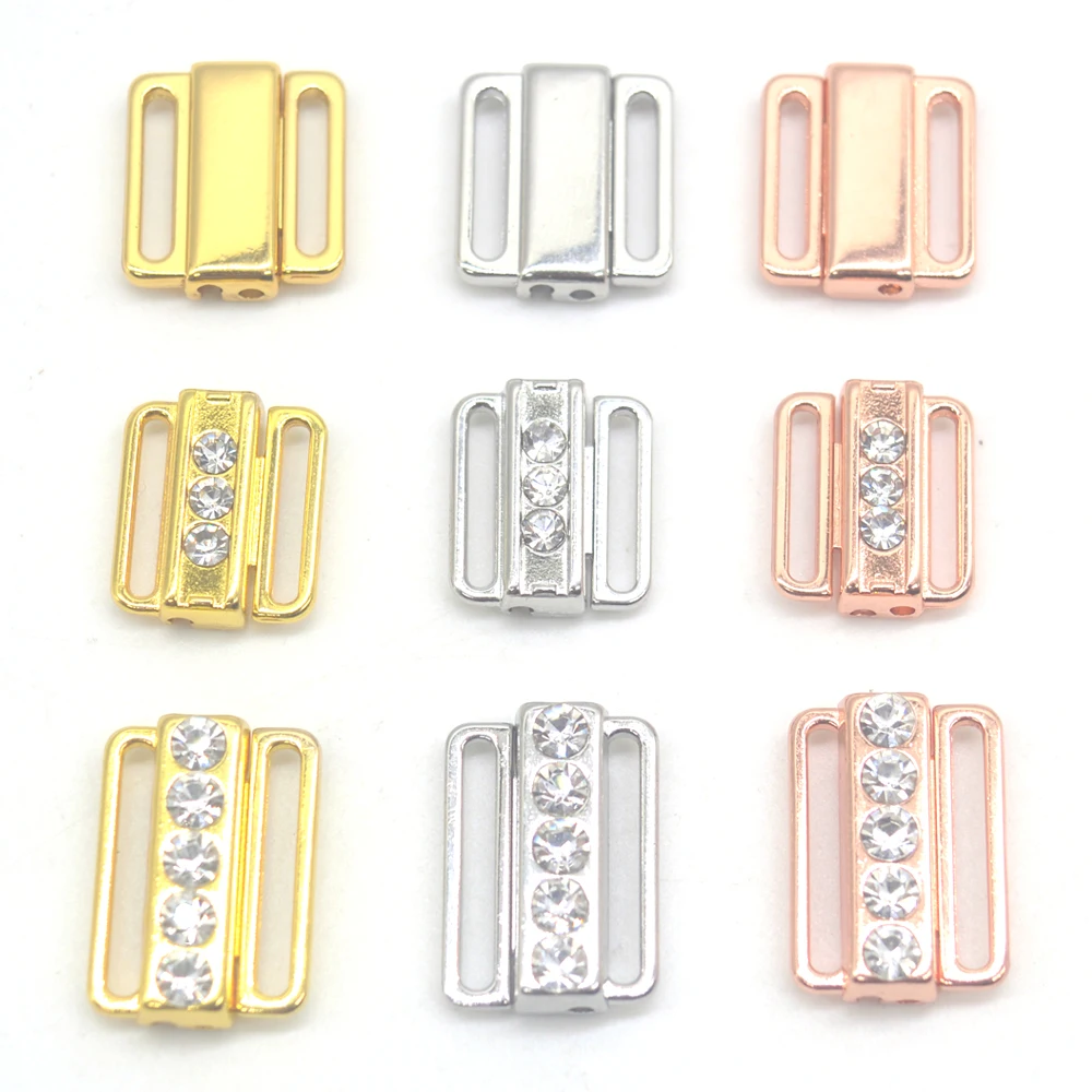 2pcs/lot silver gold Rectangle Tape Closure Hook & Clasp Rhinestone bra buckle Waist Extenders Sewing On Clothes Bra Clip Hook