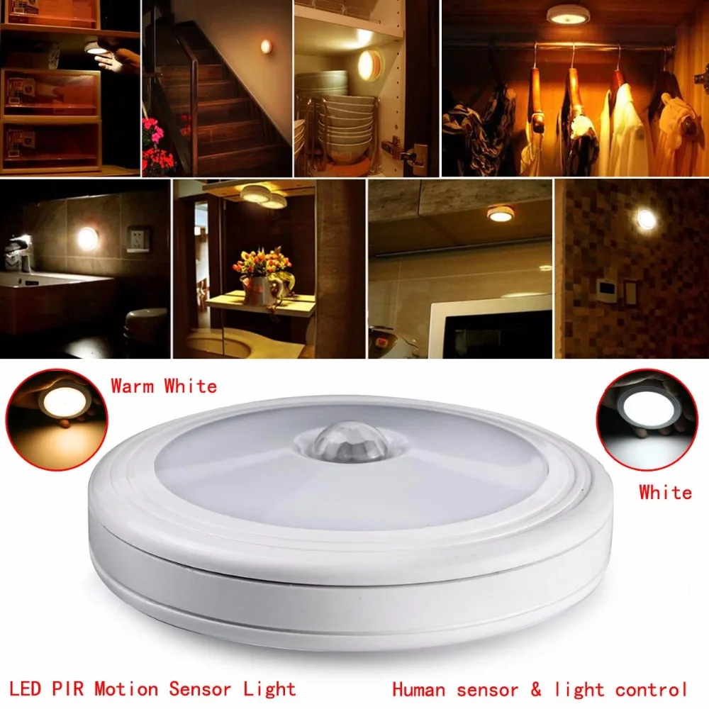 2PCS 6LED PIR Motion Sensor Night Light Auto ON/OFF Battery Power Sensor Night Light W/Magnetic For Cabinet Wardrobe Closet