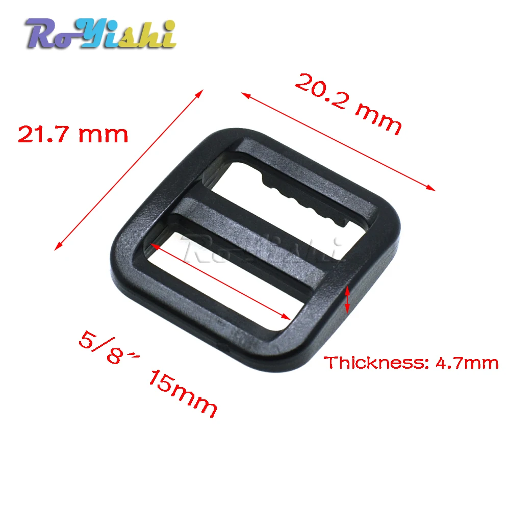 10 Pcs/Pack Plastic  Slider Tri Glide Adjust Buckles Wider Style Backpack Straps Webbing Black