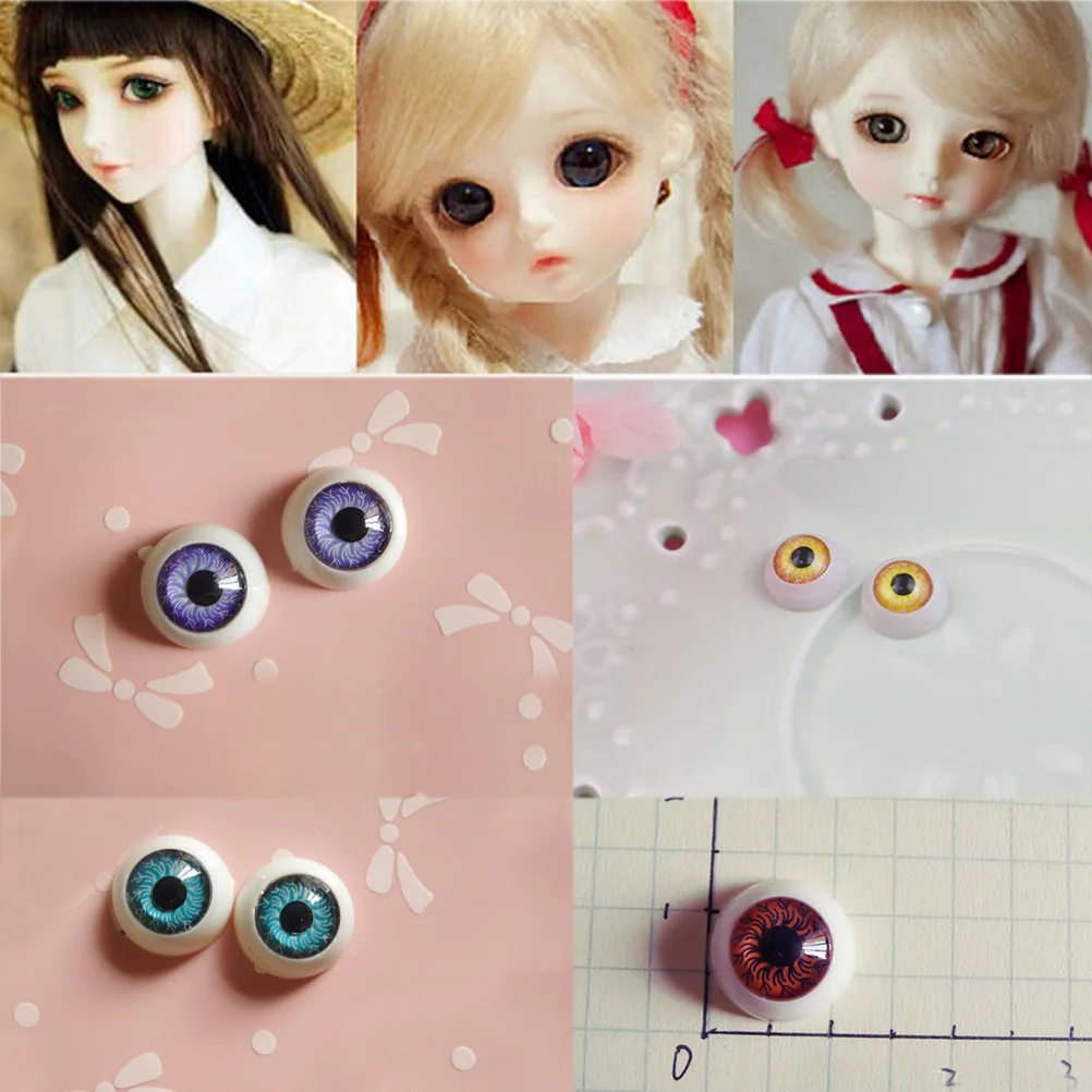 1pairs 12mm Doll Eyeballs Half Round Acrylic Eyes For DIY Doll Bear Crafts Mix Color Plastic Doll EyeBall Doll Toy Parts