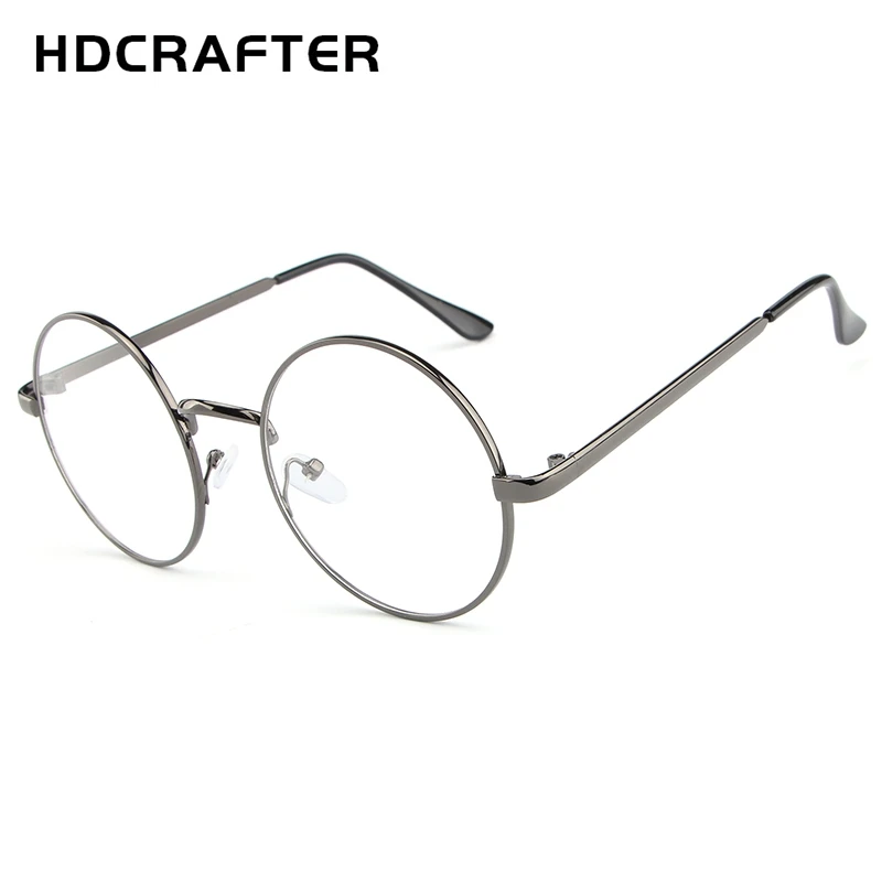 HDCRAFTER Women Retro Round Glasses Frame Brand Designer Prescription Eyeglasses Frames Optical Clear Glasses Metal Frame