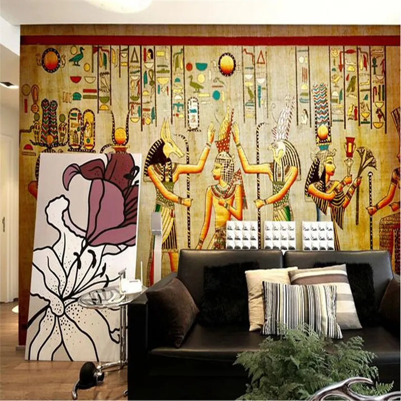 beibehang photo wallpaper Bar KTV personality retro European People Pharaoh of Egypt Pyramids 3D wall mural 3d wallpaper