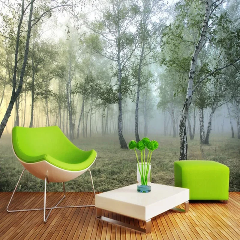 Carta da parati fotografica 3D foresta verde natura paesaggio murales soggiorno TV divano studio sfondo pittura murale Papel De Parede 3D Sala