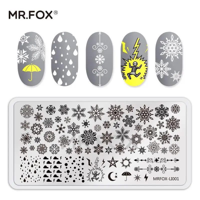 

MRFOX Nail Stamping Plates Snowflakes And Animals Nail Art Plate Stainless Steel Design Stamp Template for Printing Stencil Tool