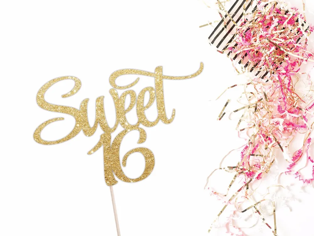 Sweet 16 Cake Topper, Happy Sweet 16, Birthday Cake Topper, Sweet Sixteen, 16th Birthday Party, Sweet 16 Party Decorations image 3