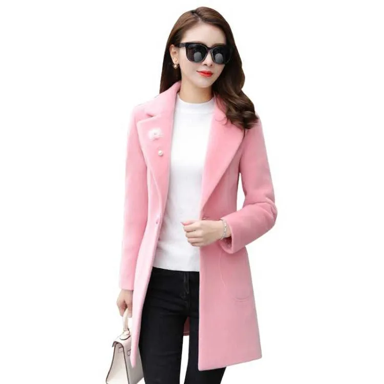 Slim and versatile long section Korean version 2019 new woolen coat autumn and winter women\'s Harajuku wind woolen coat