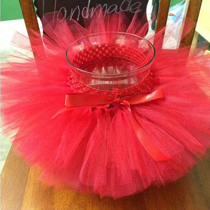 Cute Baby Pink Fluffy Tutu Skirts Infant Girls Handmade Ballet Tulle Pettiskirts with Ribbon Bow Kids Birthday Party Tutus 1Pcs