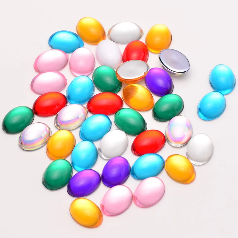 JUANO 10*14mm 13*18mm Mix Color Crystals Oval Rhinestones Flatback Acrylic Stones Non Sewing Scrapbook Beads for Jewelry Making