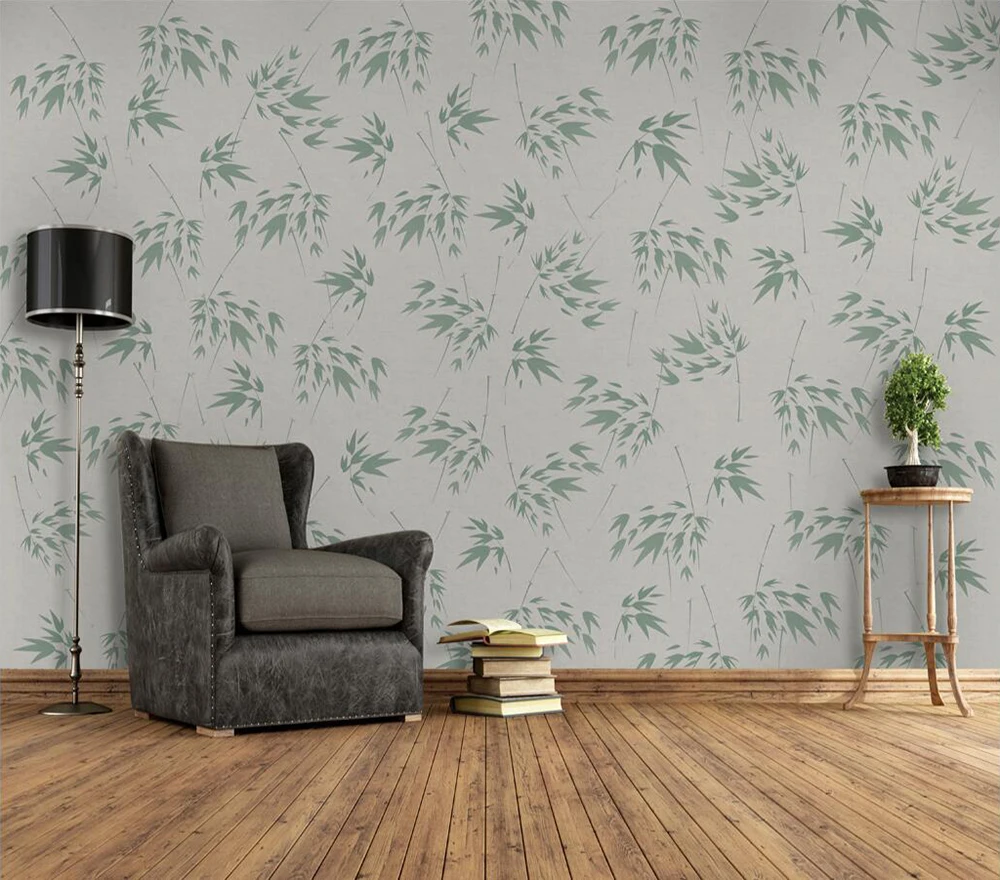 Decorative wallpaper Small bamboo leaf flower background wall painting