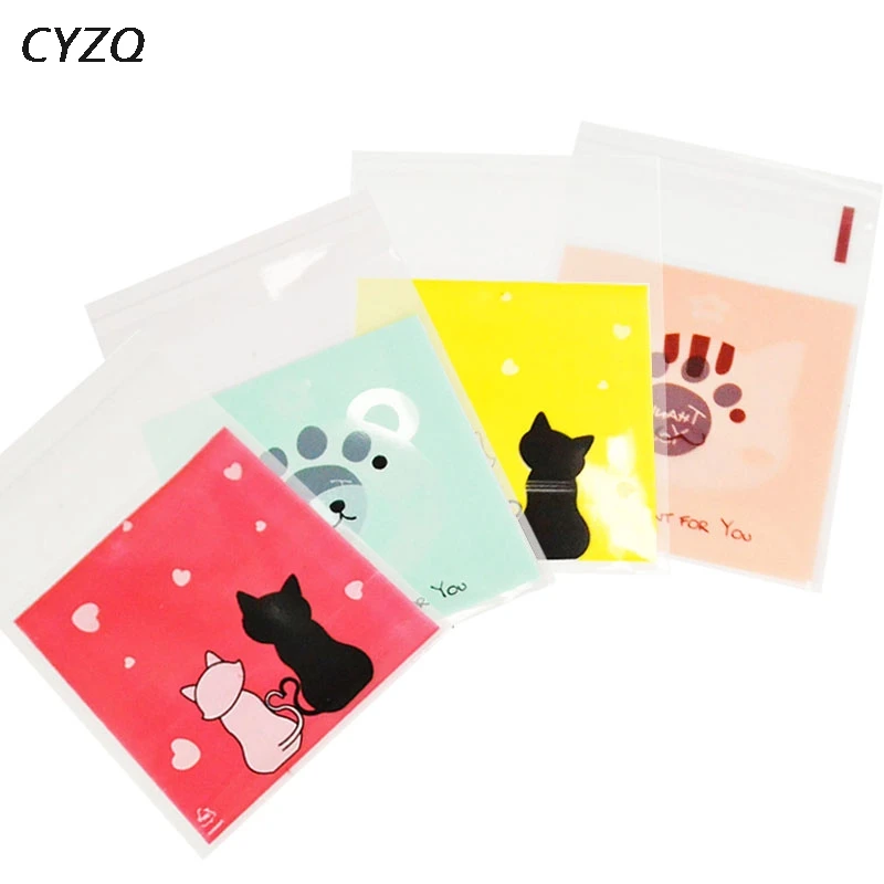 50Pcs 7cm&10cm Cartoon Gifts Bags Wedding Cookie Packaging Self-adhesive Plastic Bags For Biscuits Birthday Candy Cake Package