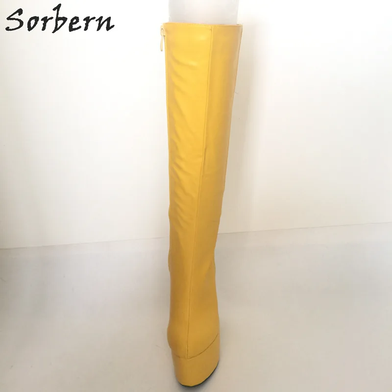 Sorbern High Heel Women Boots Fetish Drag Queen Wedges Thick Platform Winter Boots Plush Designer Shoes Custom