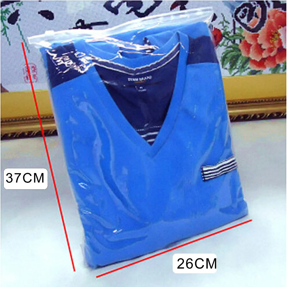 Zipper top clothing bag pvc sides clear with frost 26*37cm slider lock plastic bag 50pieces a lot