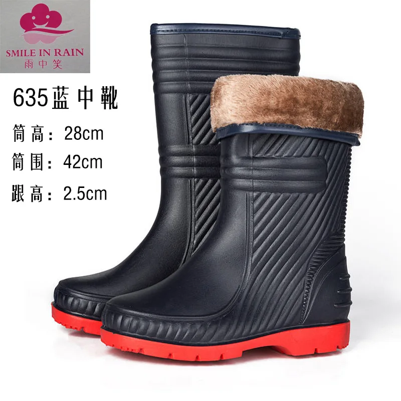 EXCARGO Winter Warm Shoes Men Rubber Boots Waterproof 2019 Winter Snow Boots Rainboots For Men Velvet Fur Warm Rubber Shoes