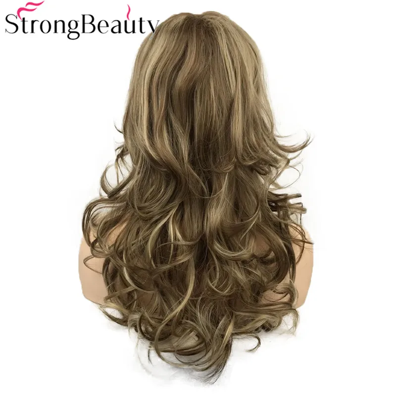 StrongBeauty Perucas Natural Longo Encaracolado Peruca de Cabelo Sintético Da Senhora das Mulheres