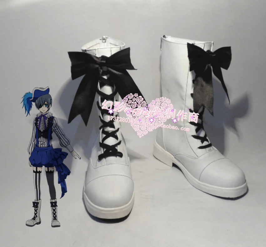 

Black Butler Ciel Phantomhive White Short Cosplay Shoes Boots H016