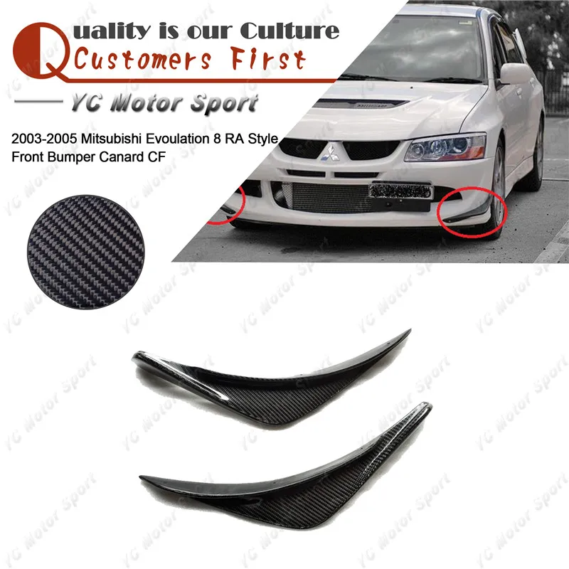 Car Accessories Carbon Fiber RA Style Canard 2pcs Fit For 2003-2005 Evoulation EVO 8 Front Bumper Canards