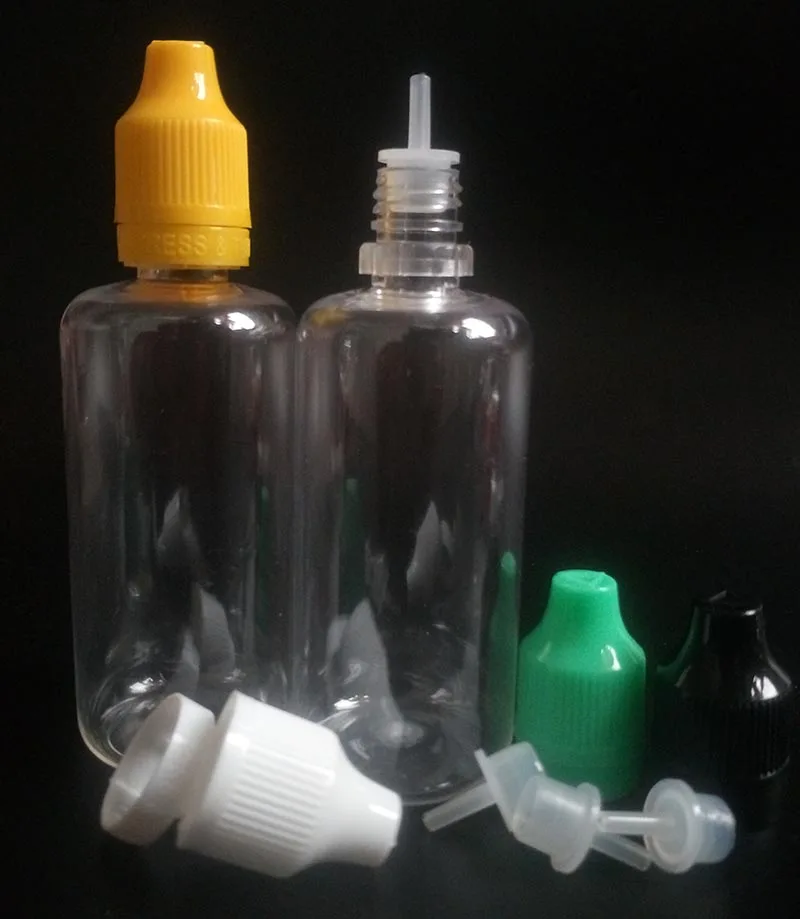 

60ml Empty Bottle PET Plastic Dropper Bottles with Long and Thin Tips Tamper Proof Childproof Caps E Liquid Needle Bottle