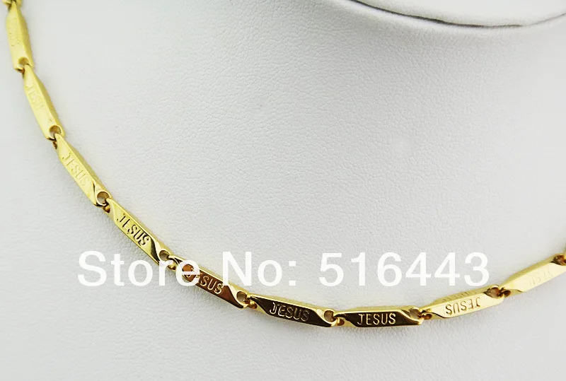 New Arrival 3pcs 316L Stainless Steel Women Mens Costume Jesus Chain Necklace Fashion Gold Jewelry A-815