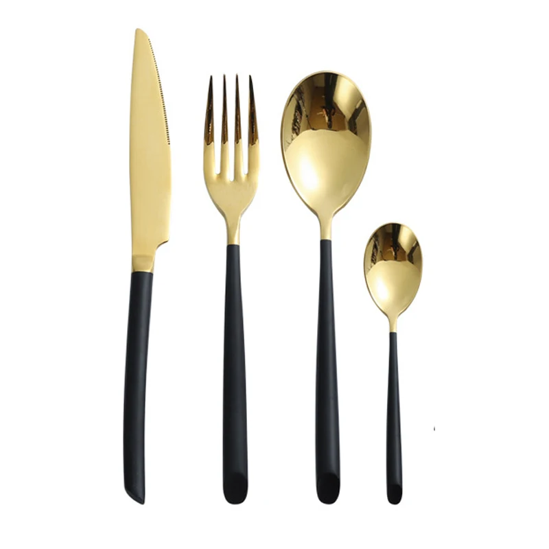 Hot Sell Luxury Dinner Set Stainless Steel Gold Cutlery Spoon Fork Flatware Set Home and kitchen products