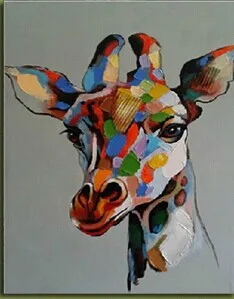 

2015 Free Shipping Cartoon Oil Painting on Canvas Abstract Animal Wall Art for Home Decoration The deer Handpainted WX150052306