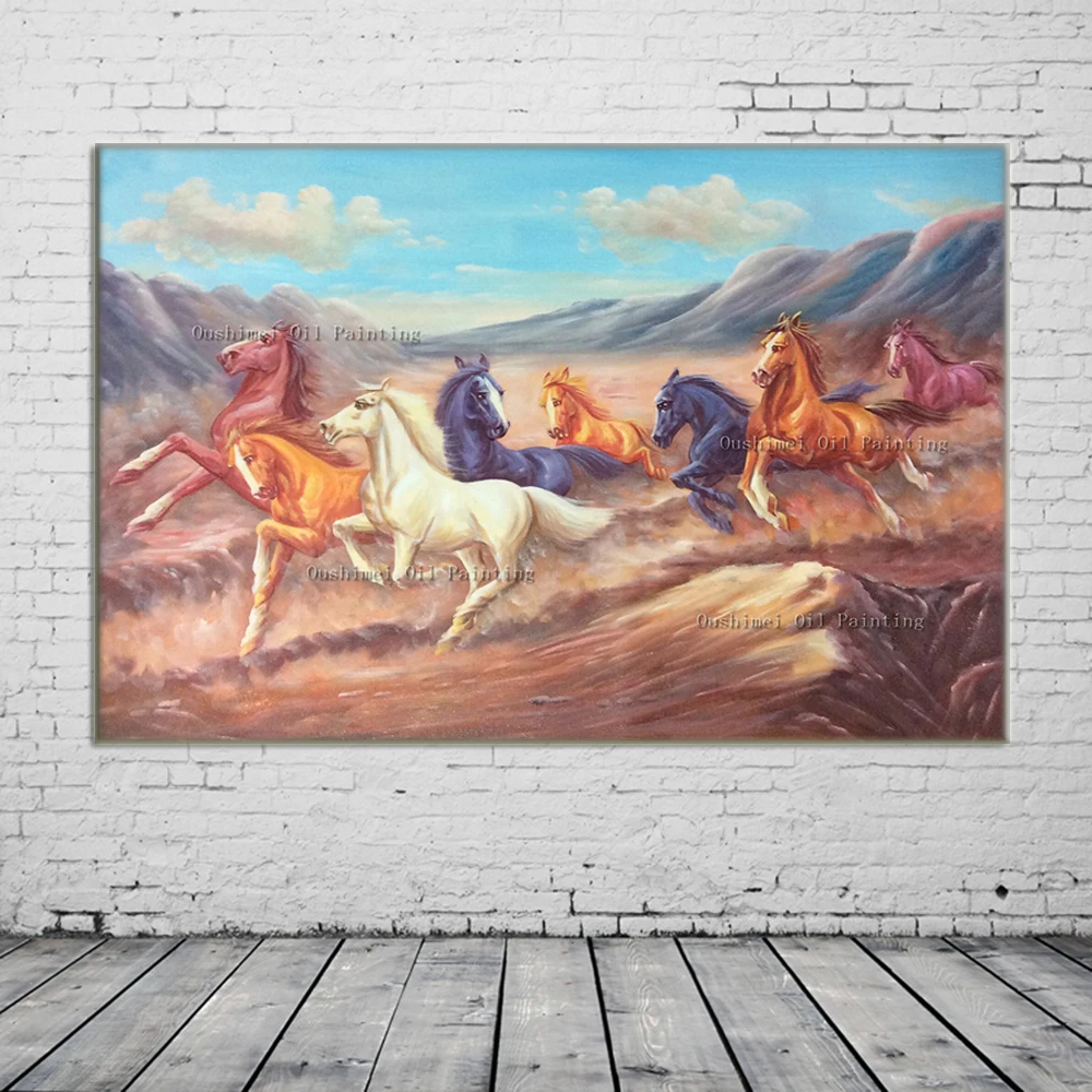 

New Hand Painted Modern Mural Picture Canvas Wall Art 8 Horse Painting Landscape Hang Paintings For Room Animals Oil Painting