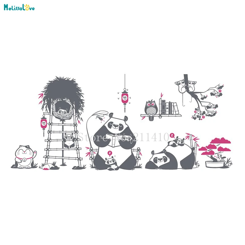 Decomposable Selection Custom Color Wall Sticker Kids Panda Decal Home Decor For Kids Baby Room Nursery Self-adhesive Gift YZ001