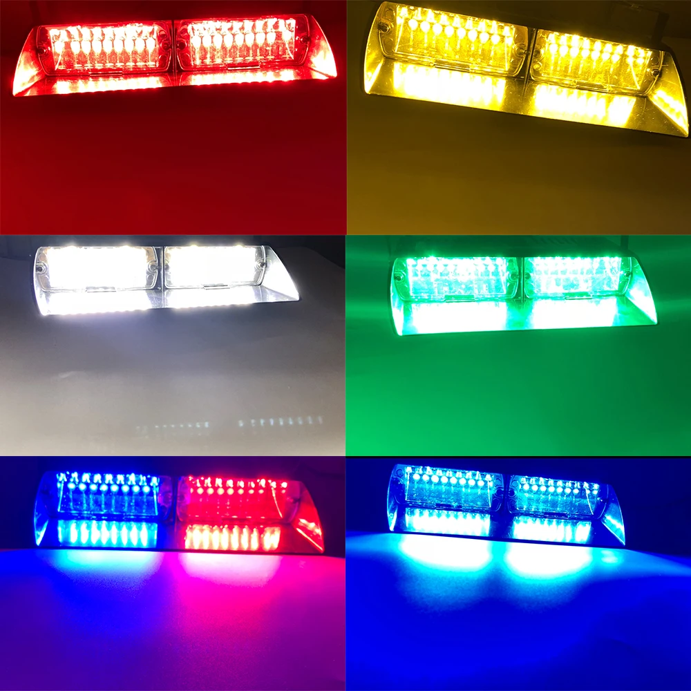 DC 12V Car LED Light Assembly S2 Suction Cup Police Light 16LED Strobe Light 18 Flashing Mode 16LED Warning Light Signal lamp