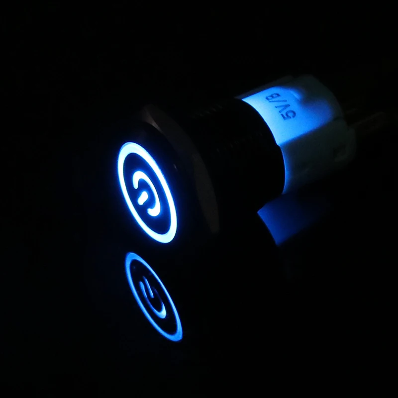 LED momentary 16mm Waterproof Metal Push Button Switch 5V 12V 220V