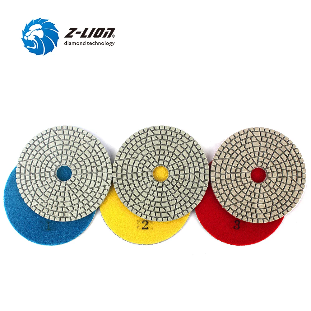 Z-Lion 3 Step Polishing Pad 4 Inch 100mm Abrasive Disc Wheel Diamond Tool For Stone Marble Granite Tile Flexible Grinding