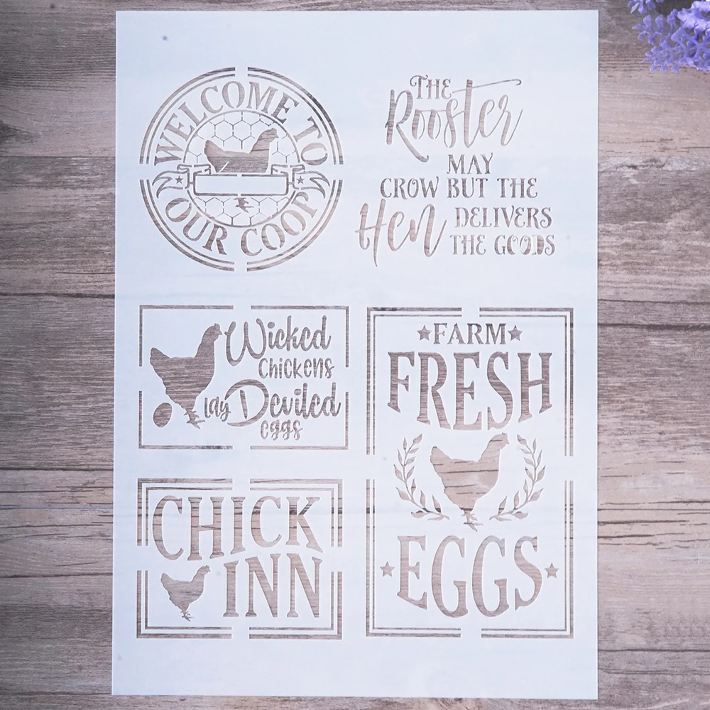 A4 DIY Craft Chicken Letter Stencils For Walls Painting Scrapbooking Stamping Stamp Album Decorative Embossing Paper Cards