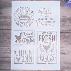 A4 DIY Craft Chicken Letter Stencils For Walls Painting Scrapbooking Stamping Stamp Album Decorative Embossing Paper Cards