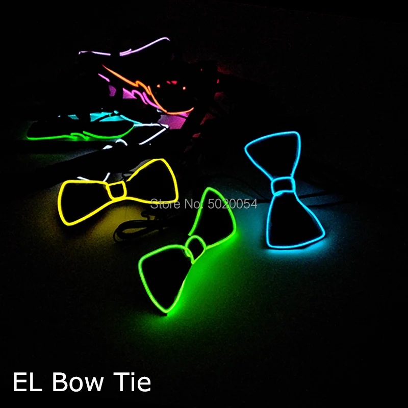 Gorąco sprzedająca się migająca muszka LED Light Up EL Glowing Necktie Bowtie Cravat For Dance DJ Sexy Club Costumes Akcesoria