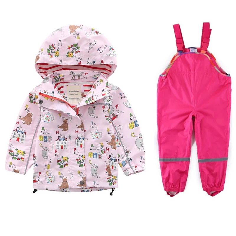 

New children's clothing girls' jackets children's windbreaker spring and autumn baby big children's hooded jacket + pants