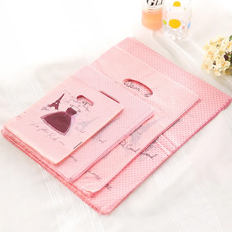 

Pink Plastic Bag with Handle, Big Jewelry Boutique Gift Packaging, Plastic Shopping Bags with Handle, 50PCs, 9x15cm, 25x35cm