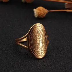 MSX Religious Rings For Women Wholesale Bulk Big Wide Stainless Steel Finger Rings Vintage Virgin Mary Women Rings Jewelry