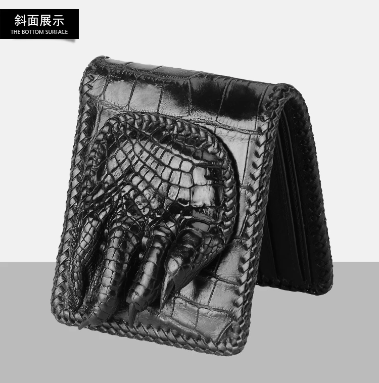 Imagem -04 - Carteira de Couro de Crocodilo Masculina Carteira e Bolsa de Couro de Crocodilo e Prendedor de Dinheiro de Luxo 100 Genuíno pé de Crocodilo