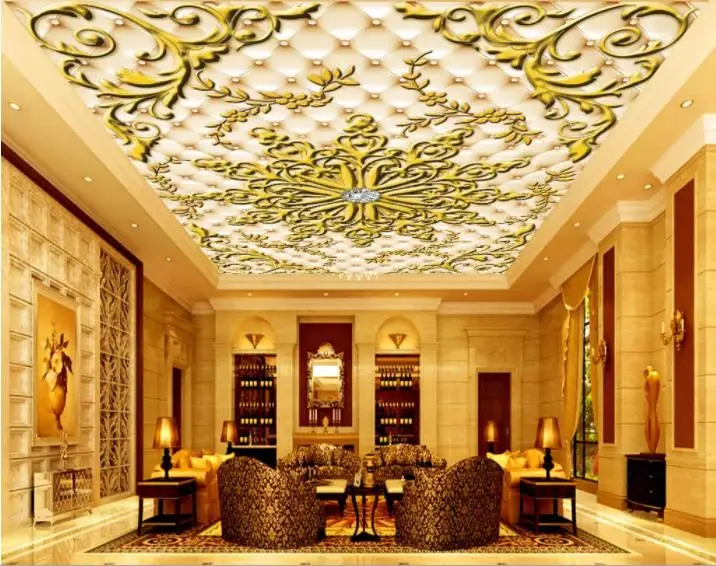 

Custom Mural Wallpaper 3D Ceiling European style Wall Painting Living Room Bedroom Pattern Home Decor ceiling 3d Wall Stickers